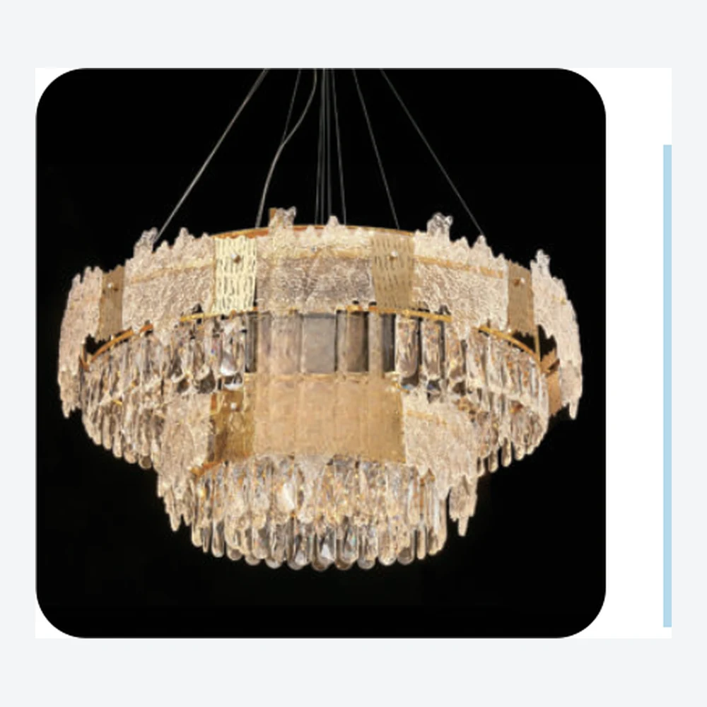 Lustre à double couronne en cristal doré — série C40705