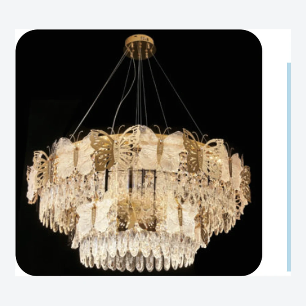 Lustre à double couronne en cristal doré — série C40722